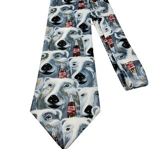 NWOT Coca Cola Classic POLAR BEAR Tie Men's Silk Necktie‎ Y2K Retro